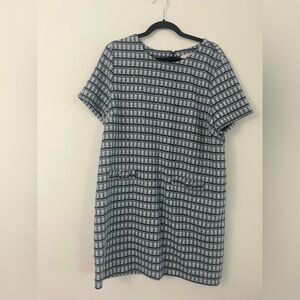 Loft - Size 16 Blue and Black Tweed Pattern Dress
